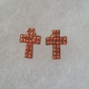 💲🩷⬇️ Earrings Beaded Coral & Gold